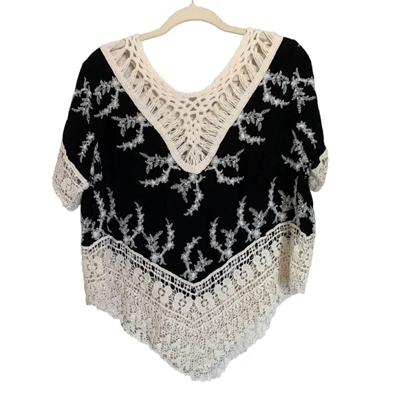 Solitaire | Size L Crochet Top Bohemian Western Festival Short Sleeve Festival - Picture 12 of 12
